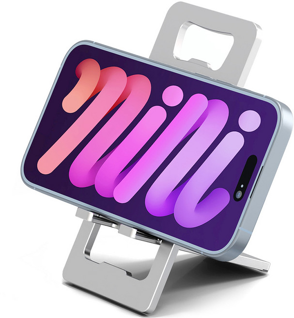 스페이스싈드 플랫프레임 스마트폰 태블릿 거치 각도 조절 알루미늄 슬림 접이식 스탠드 거치대, 실버, 1개