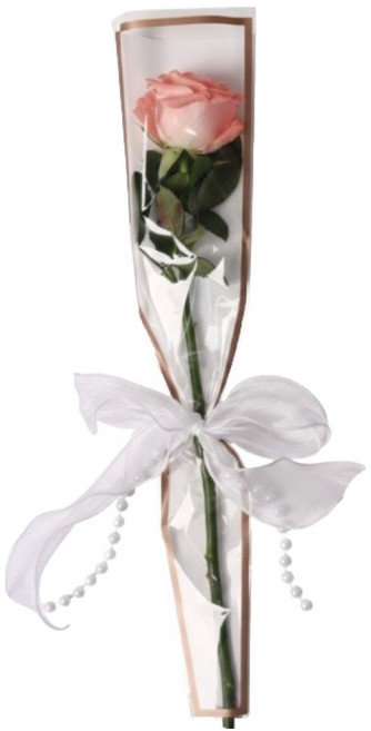 마다꾸미 금테 한송이 꽃 포장지 OPP 봉투, 화이트, 100개