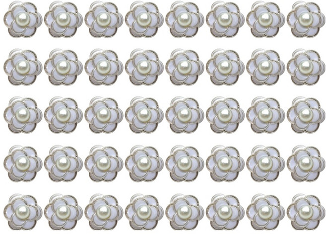 KHOOMIE 珍珠花朵裝飾鈕扣 服飾配件鈕扣 21mm 6W0057, 40個, 白色