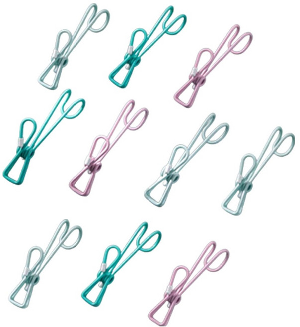 한봄누리 철제 파스텔 후크 집게 수세미 행주 걸이, 랜덤발송, 10개