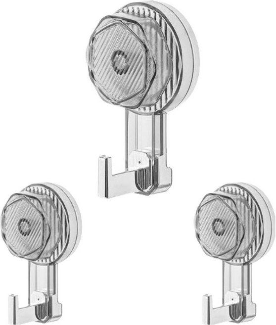 한봄누리 흡착식 욕실 다용도 벽걸이, 투명 그레이, 3개