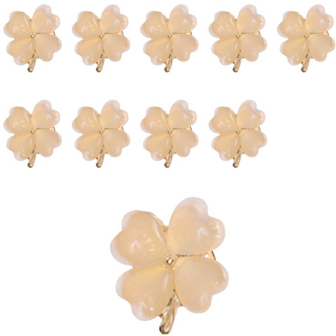 코오미 여성용 가디건 니트 코트 하트 클로버 브로치핀 1.6 x 1.6 cm 6W0062, 10개, 아이보리