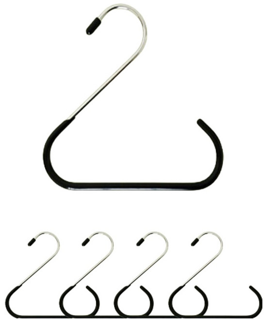 한봄누리 논슬립 링 다용도 모자 가방 스카프 벨트 넥타이 정리 수납 옷걸이, 블랙, 5개