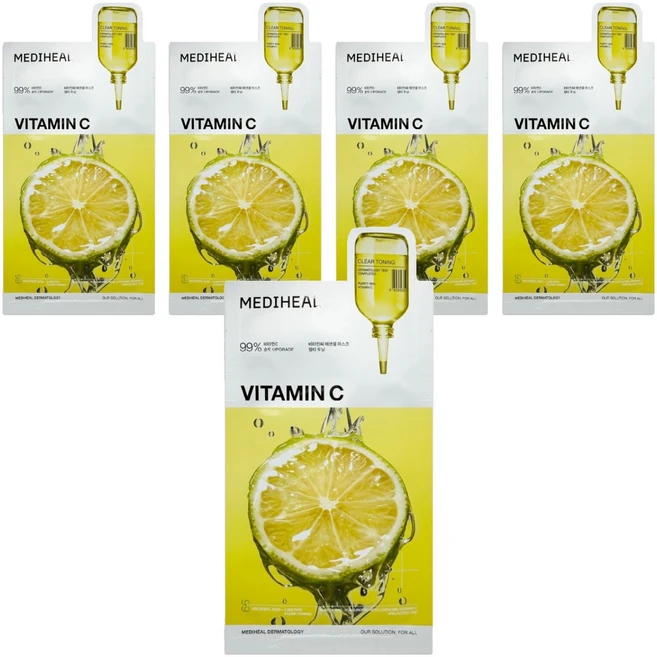 메디힐 비타민씨 에센셜 마스크팩 잡티토닝 24ml, 5개, 1개입 - 쿠팡