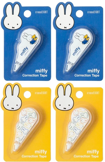 스튜디오에잇 미피 미니 수정 테이프 5mm x 3m 2종 x 2p 세트, 옐로우, 블루, 1세트 - 쿠팡
