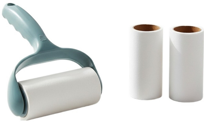 몰투데이 휴대용 먼지 제거 손잡이 테이프 클리너 파란색 + 종이롤 3p 세트, 1세트