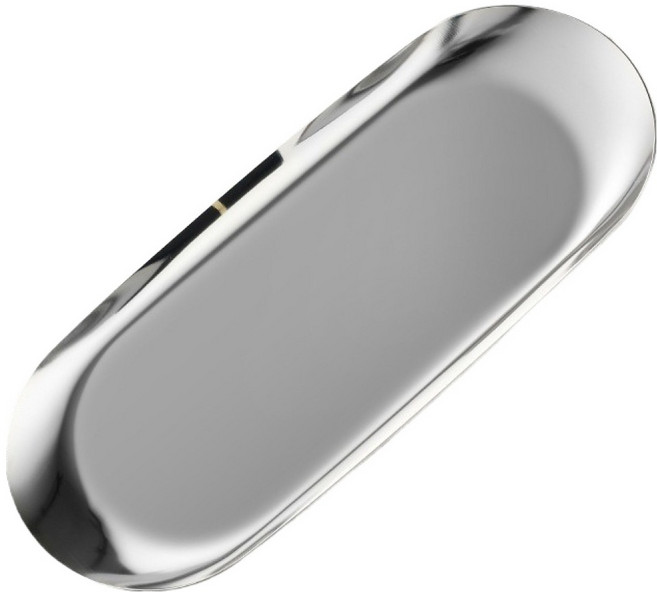 하미룸 메탈 스텐 쟁반 수납 트레이 타원형, 실버, 1개