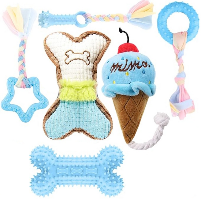 그린허그 신나개 강아지 이갈이 터그놀이 장난감 6종 세트, 02 블루, 1개