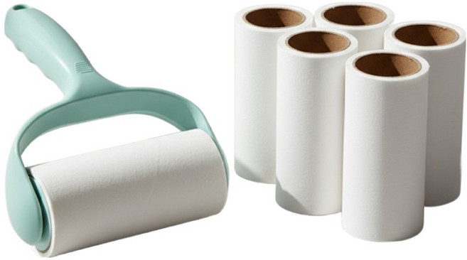 몰투데이 휴대용 먼지 제거 손잡이 테이프 클리너 녹색 + 종이롤 5p 세트, 1세트