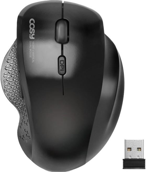 코시 충전식 무소음 블루투스 세미 버티컬 무선 마우스, 블랙, M4162WLBTR