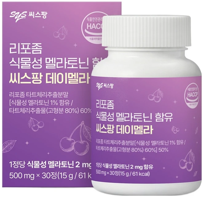 씨스팡 리포좀 식물성 멜라토닌 함유 데이멜라 15g, 1개, 30정 - 쿠팡