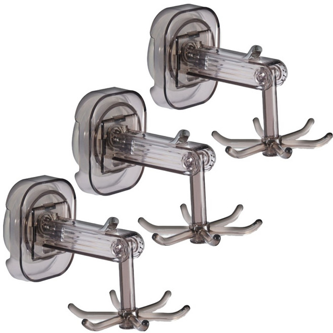 아케이바이 다용도 고급형 무타공 회전걸이, 투명블랙, 3개