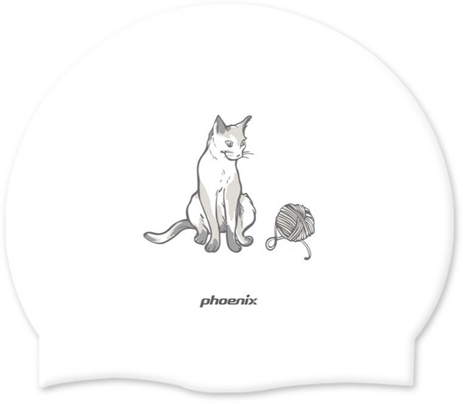 피닉스 디자인 실리콘 수영모 PCS-03, 캣볼 화이트, 1개