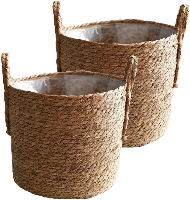 코스넬 라탄 화분 바구니, 2개, 원색