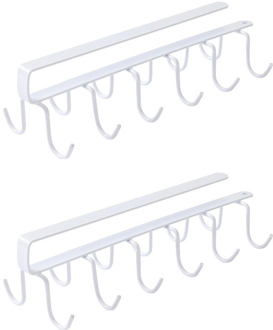 와이홉 옷장 선반 수납 정리 12구 잡화걸이, 화이트, 2개