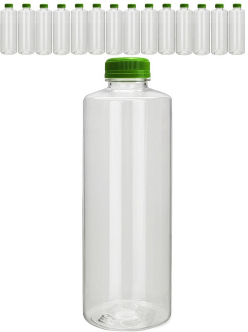 미르코리아 투명 페트병, 딥그린(브릿지캡), 15개, 1L