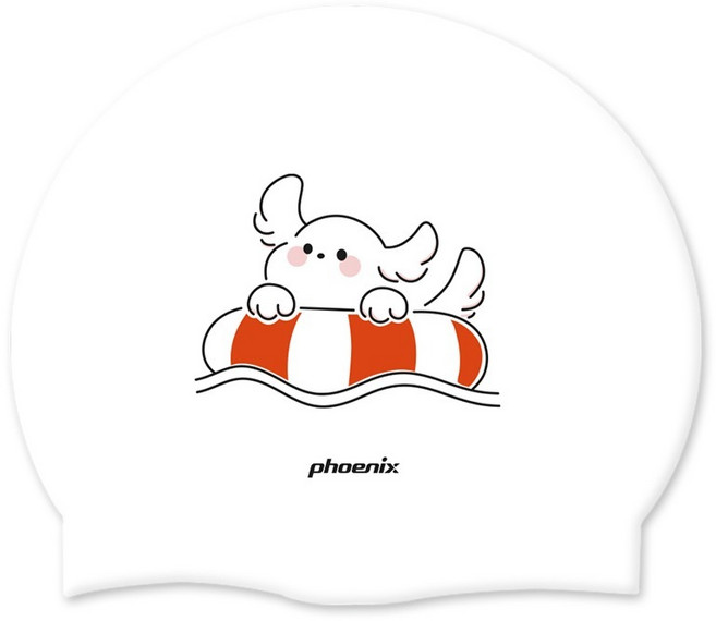 피닉스 디자인 실리콘 수영모 PCS-03, 스위밍퍼피 화이트, 1개