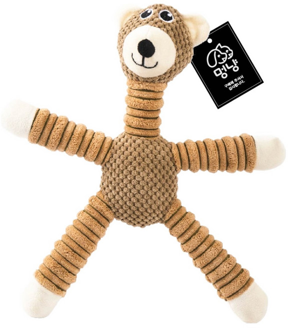 멍냥 반려동물 별표모양 삑삑이 동물 3총사 애착인형 장난감 곰, 브라운, 1개