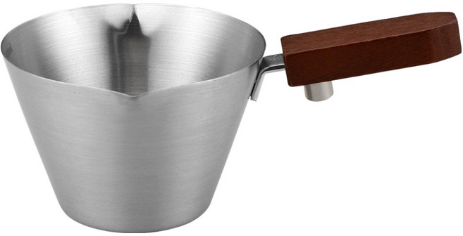 발룬피니 스텐 304 더블 스파웃 에스프레소 우드핸들 샷잔 110ml, 실버, 1개