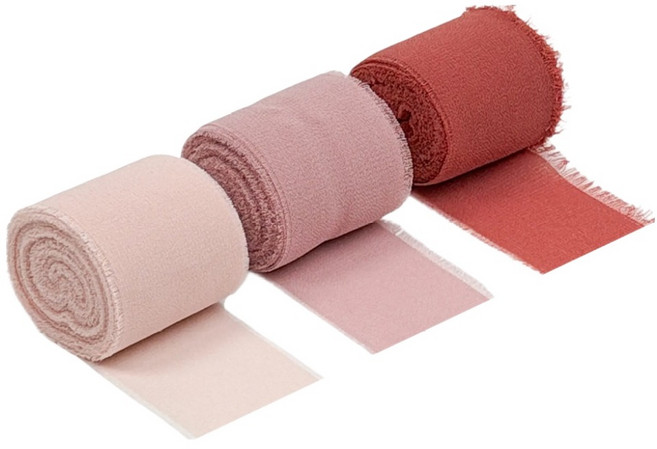 모던앳 쉬폰 포장 리본끈 3종 세트, 핑크, 1세트, 5m