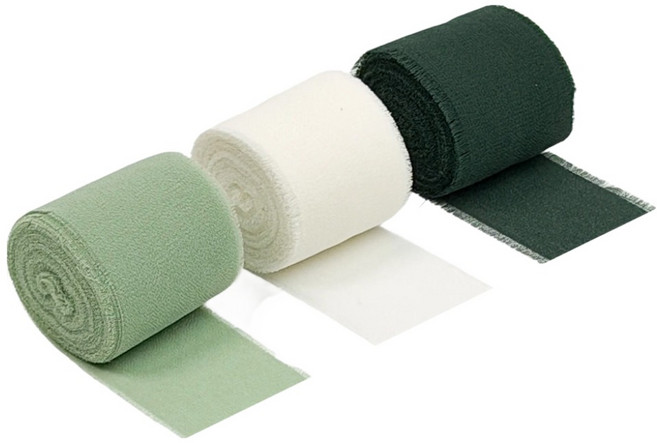 모던앳 쉬폰 포장 리본끈 3종 세트, 그린, 1세트, 5m
