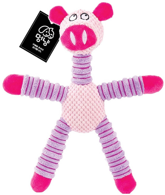 멍냥 반려동물 별표모양 삑삑이 동물 3총사 애착인형 장난감 돼지, 핑크, 1개