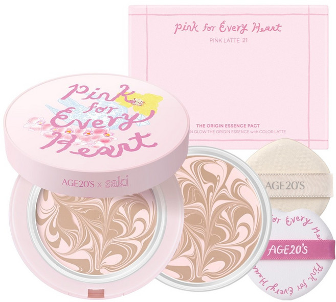 에이지투웨니스 핑크 포 에브리 하트 디오리진 에센스 쿠션 본품 + 리필 세트, 1세트, 핑크 라떼 21