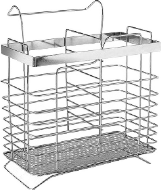 하키리 다용도 주방 정리 벽걸이형 스텐 수저통 사각형 두께, 실버, 1개