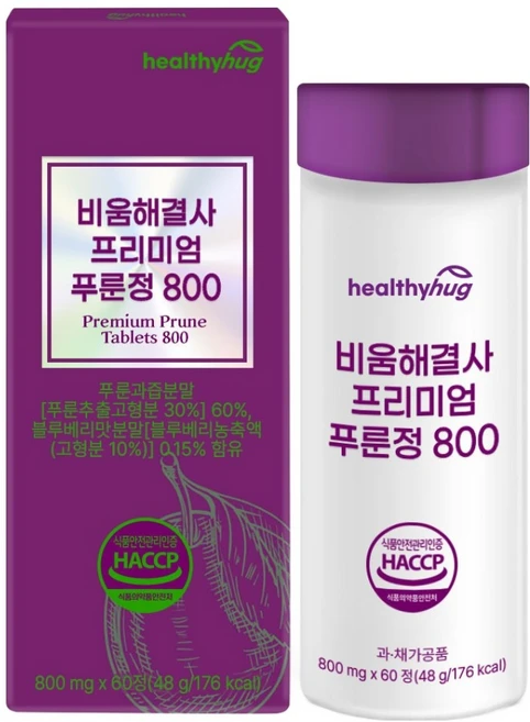 헬씨허그 비움해결사 프리미엄 푸룬정 800, 1개, 60정 - 쿠팡