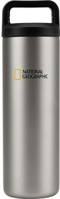 릴팡 내셔널지오그래픽 비아 슬림 핸들 이중 진공 스텐 텀블러, 매트 실버, 1개, 560ml