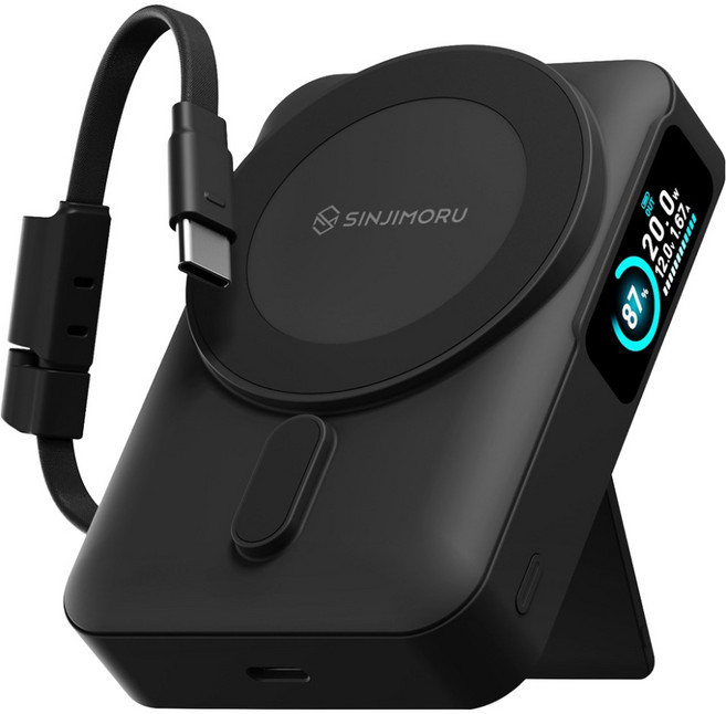 신지모루 오반고 M파워팩 맥세이프 보조배터리 10000mAh C타입, 블랙, Sjm-OBP-10K