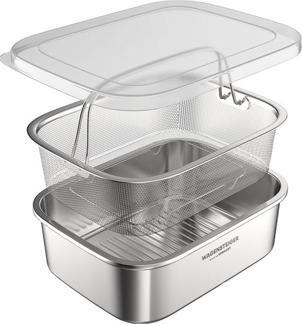 바겐슈타이거 연마제 없는 드레인 스텐 박스 3종 세트, 뚜껑 + 스텐채반 + 스텐박스, 1세트