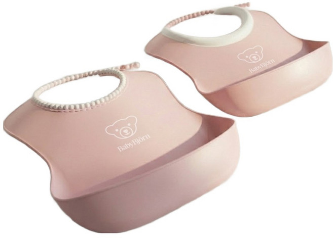 베이비뵨 베이비 빕 스타팅 이유식 턱받이 2종 세트, 파우더핑크, 2개입, 1세트