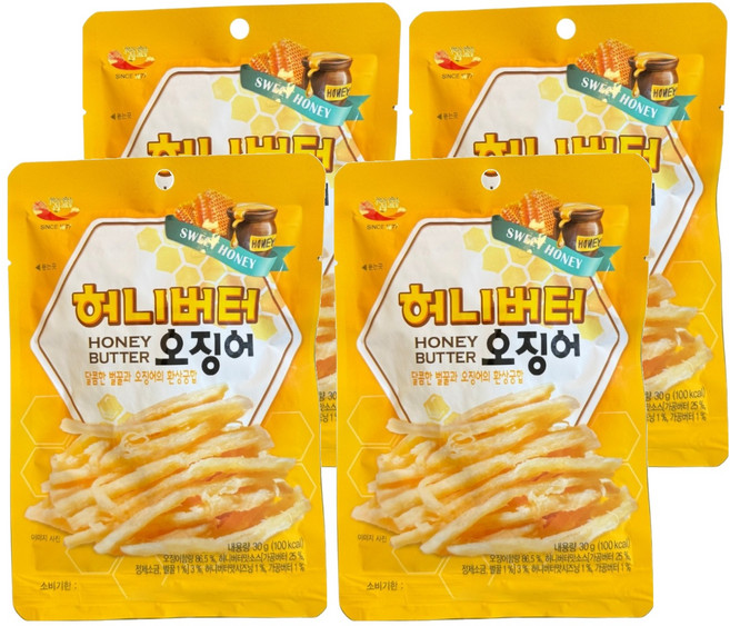 정화식품 허니버터 오징어, 4개, 30g