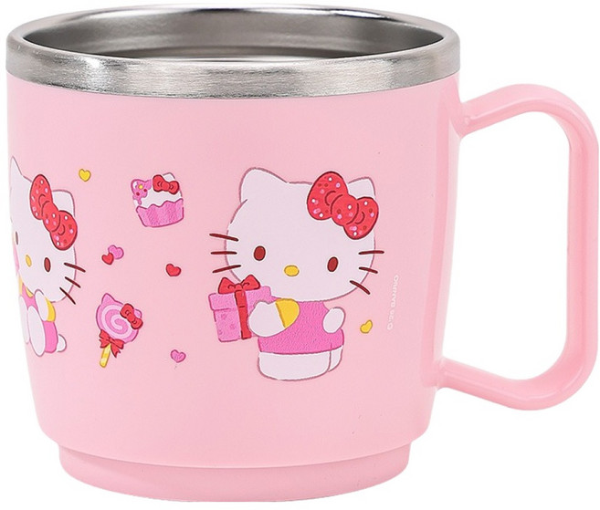 릴팡 헬로키티 컬리 식기세척기용 스텐컵, 혼합색상, 1개, 210ml