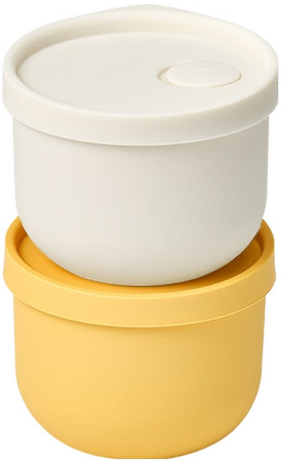 실리만 아이스웨이 실리콘 냉동밥용기 2종 x 350ml 세트, 화이트+옐로우, 1세트