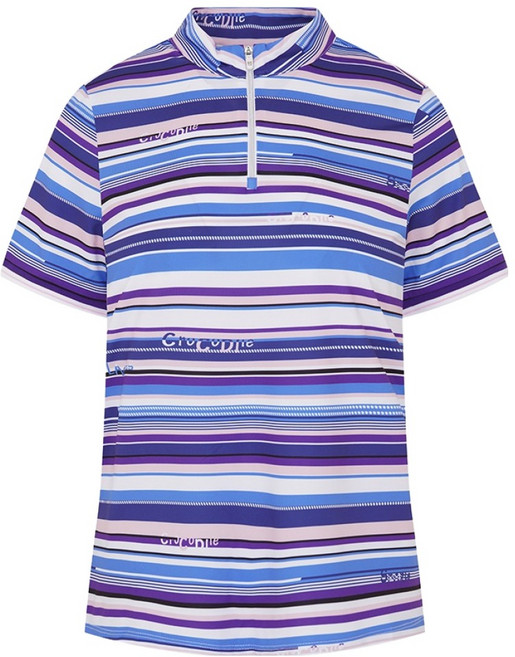 크로커다일 여성용 로고 스트라이프 포인트 반집업 티셔츠 CLDM-TS214