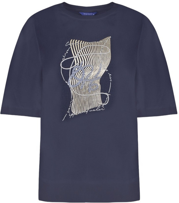 올리비아하슬러 여성용 스케치 프린팅 핀턱 티셔츠 OHDM-TS113