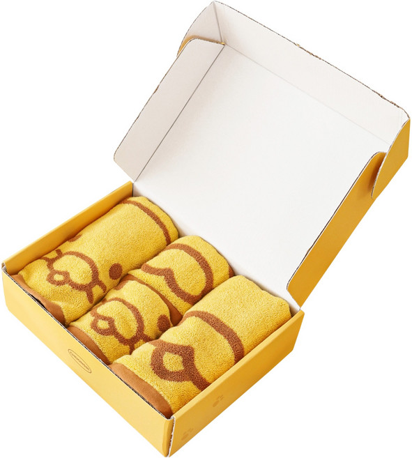 카카오프렌즈 춘식이 기프트 타월 32수 면사 4종 세트, 옐로우 + 브라운, 1세트