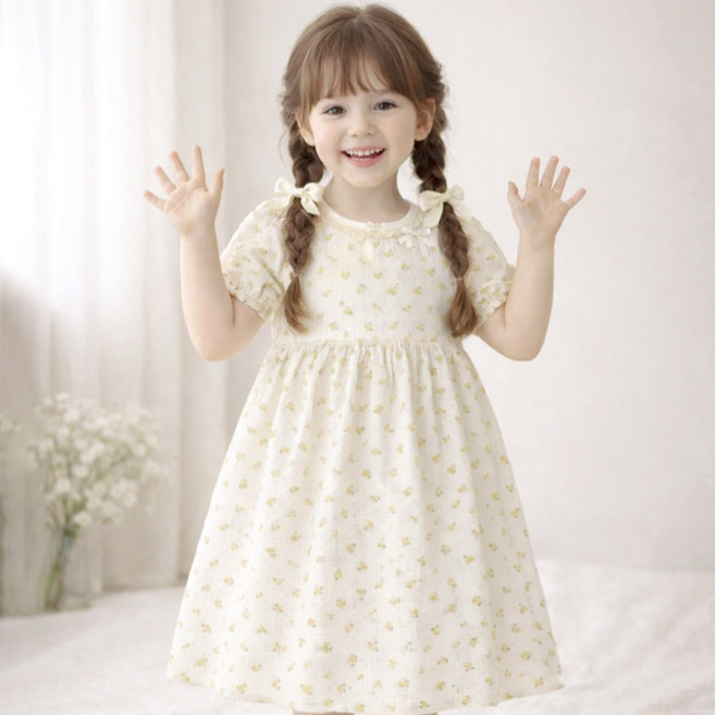 우주아이 아동용 들꽃소녀 반팔원피스