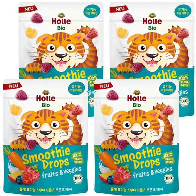 홀레 유기농 스무디 동결건조칩 프룻 & 베지, 15g, 4개 - 쿠팡