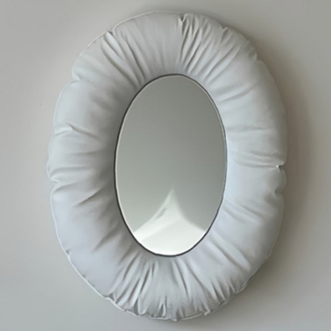 더플로우커머스 미니멀 오벌 소프트 쿠션 데코 거울, 02 화이트