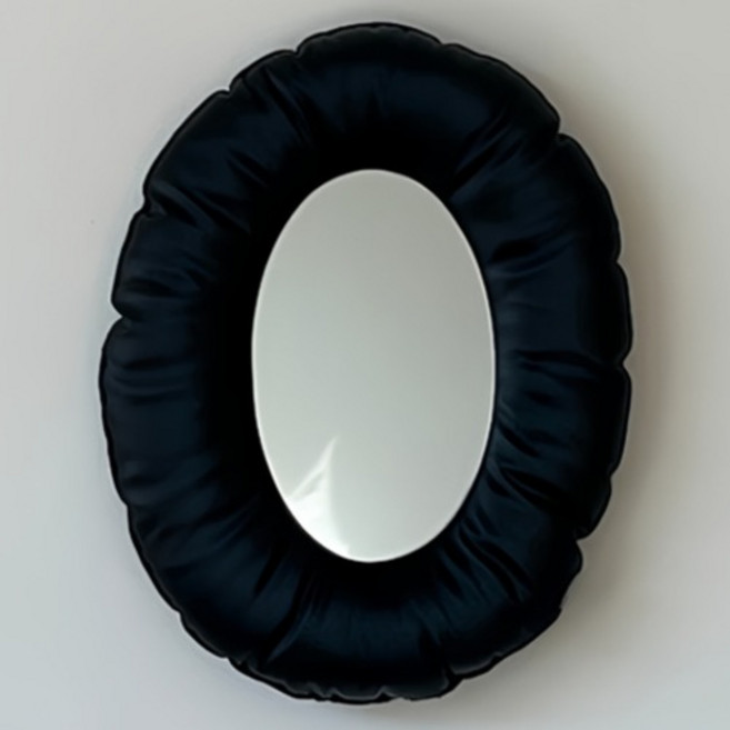 더플로우커머스 미니멀 오벌 소프트 쿠션 데코 거울, 01 블랙