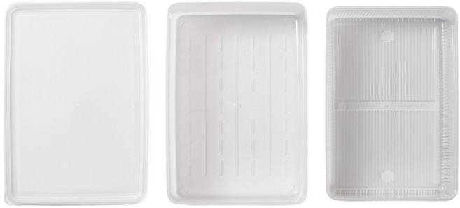 JAJU 잘보이는 채반 밀폐용기 2.3L, 2개, 1개입