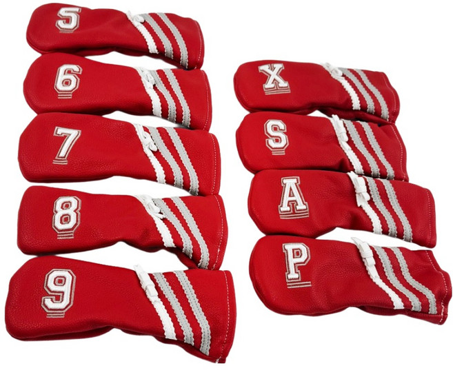 죽조이 트리플 트랙 골프 아이언커버 9종 세트, 레드, 1세트