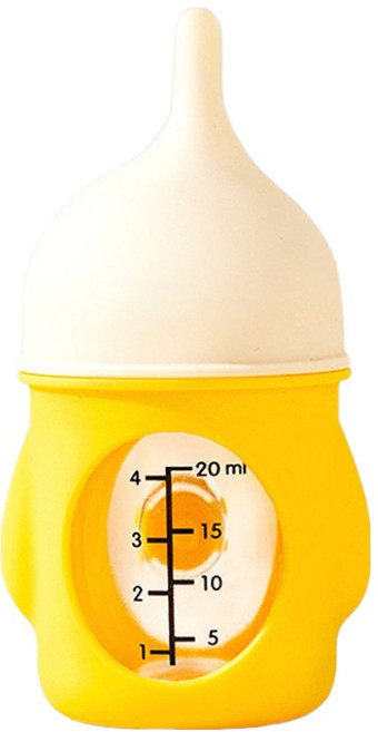 둥둥펫 반려동물 급여량 조절 실리콘 젖병, 1개, 옐로우