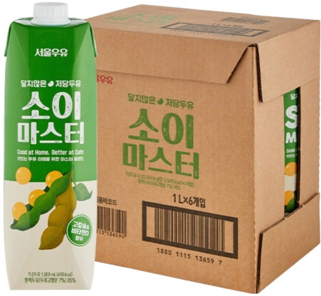 서울우유 소이마스터 두유, 6개, 1L