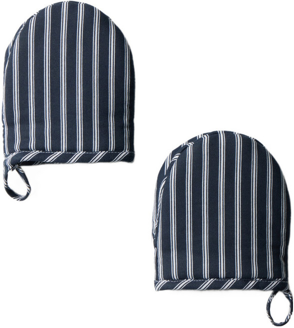 JAJU 스트라이프 코튼 미니 주방장갑, 네이비