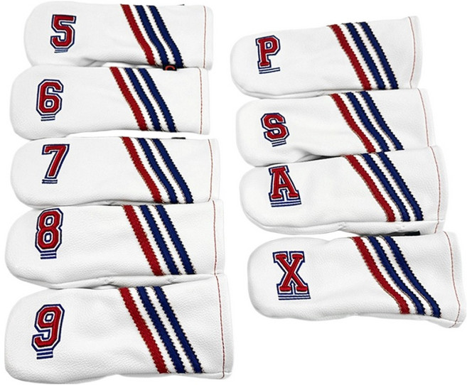 죽조이 트리플 트랙 골프 아이언커버 9종 세트, 화이트, 1세트