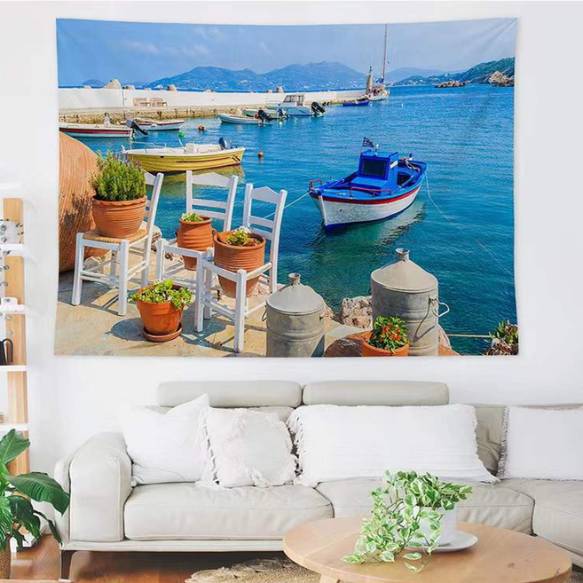 모디시 노르딕 창문 풍경 인테리어 벽 태피스트리 패브릭 포스터, LS-CDDF-3